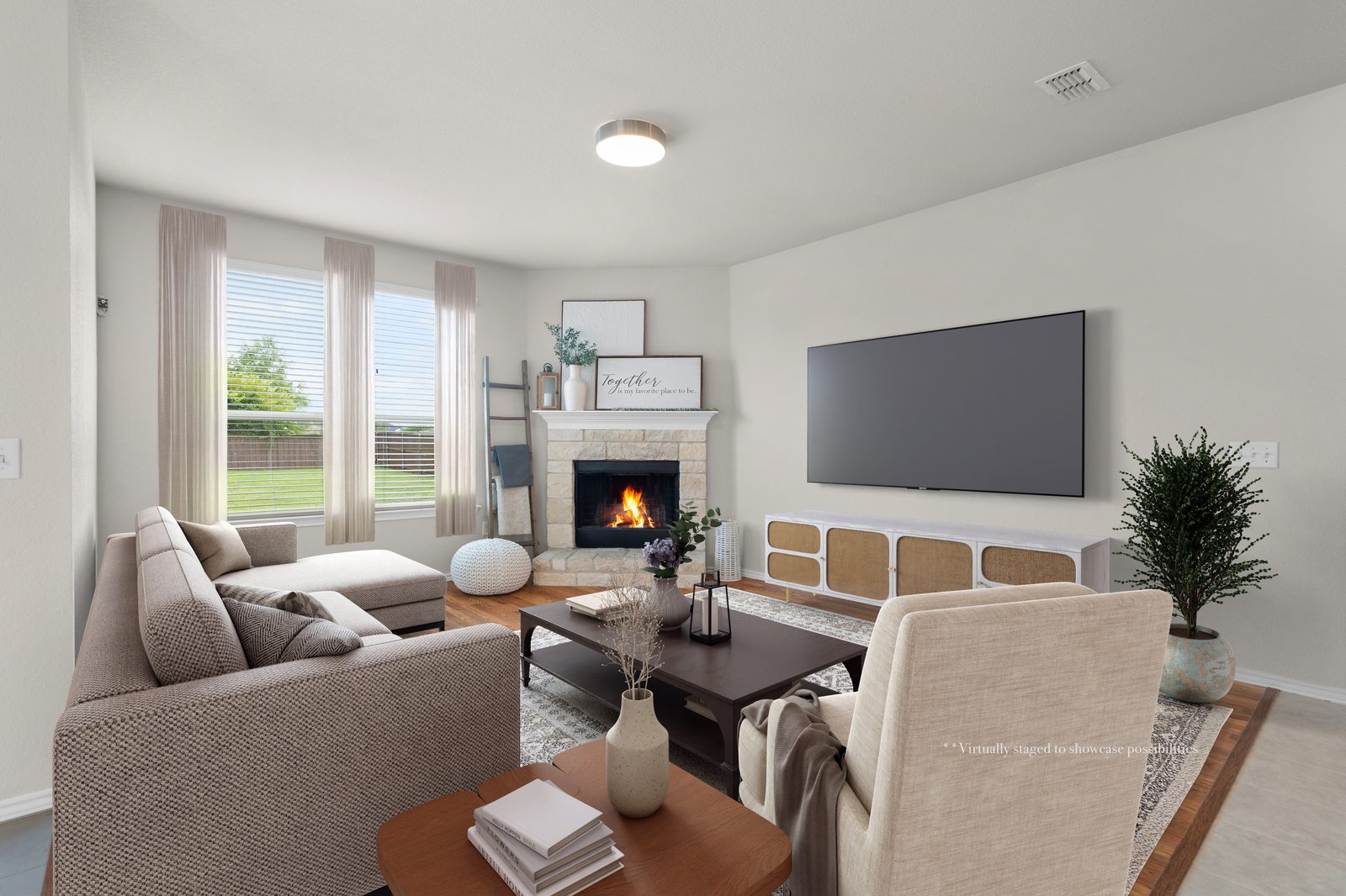 Virtually staged living room